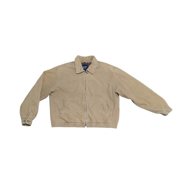 Vintage GAP Corduroy Trucker Jacket Full Zip Tan Mens Large Y2K Insulated Bomber - Picture 1 of 7